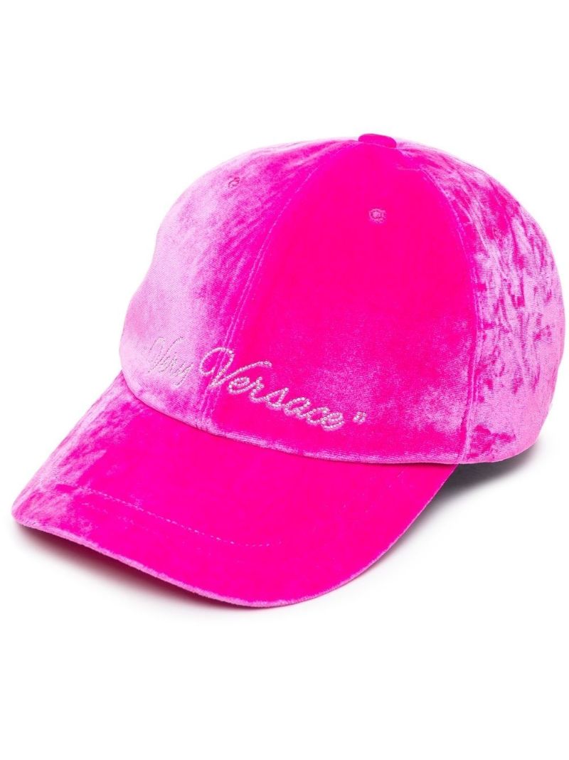 Pink Very Versace Velvet Baseball Cap