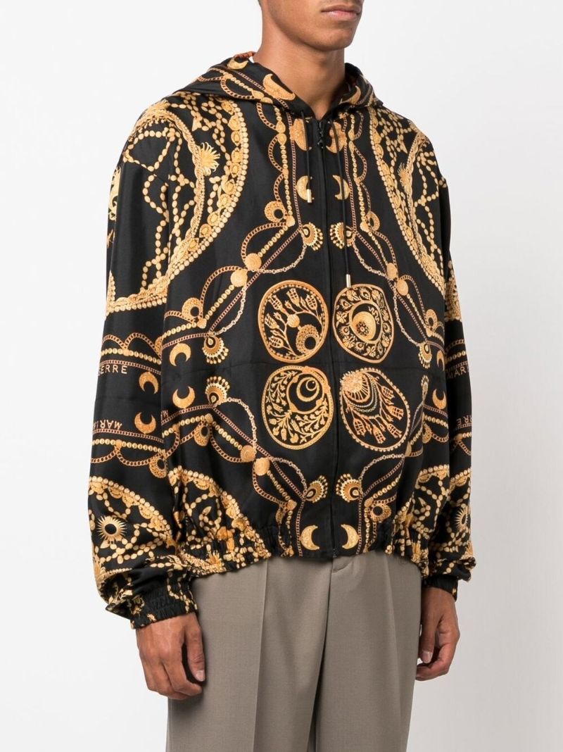 Black Ornament Jewelry Print Silk Jacket