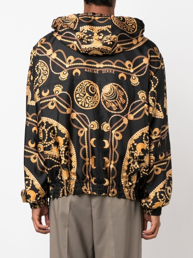Black Ornament Jewelry Print Silk Jacket
