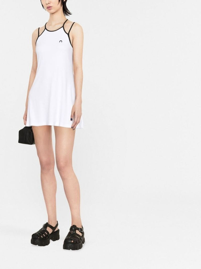 White and Black Moon Logo Organic Cotton Mini Dress