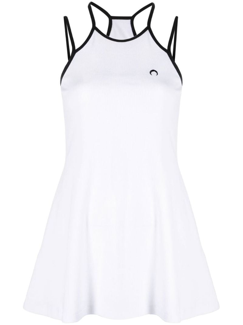 White and Black Moon Logo Organic Cotton Mini Dress