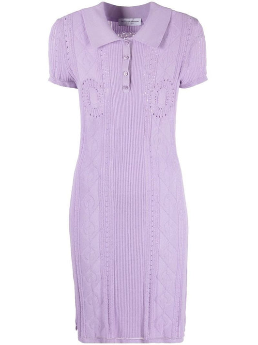 Purple Pointelle-knit Tennis Dress
