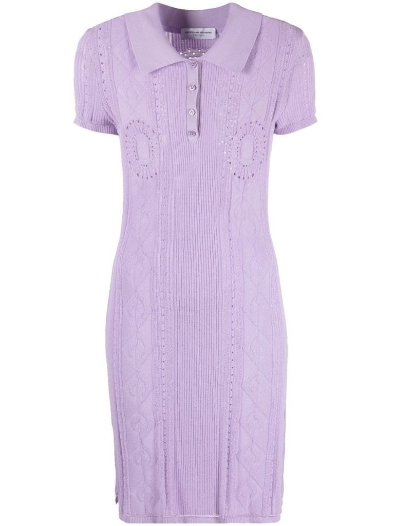 Purple Pointelle-knit Tennis Dress