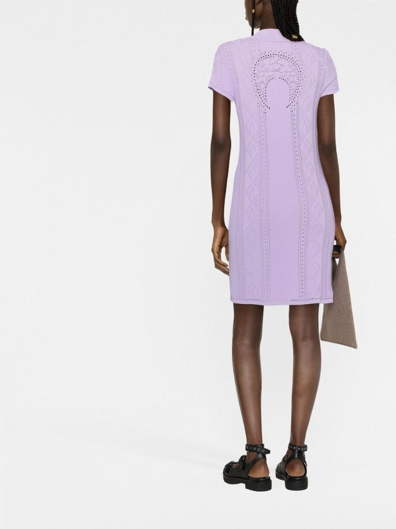 Purple Pointelle-knit Tennis Dress