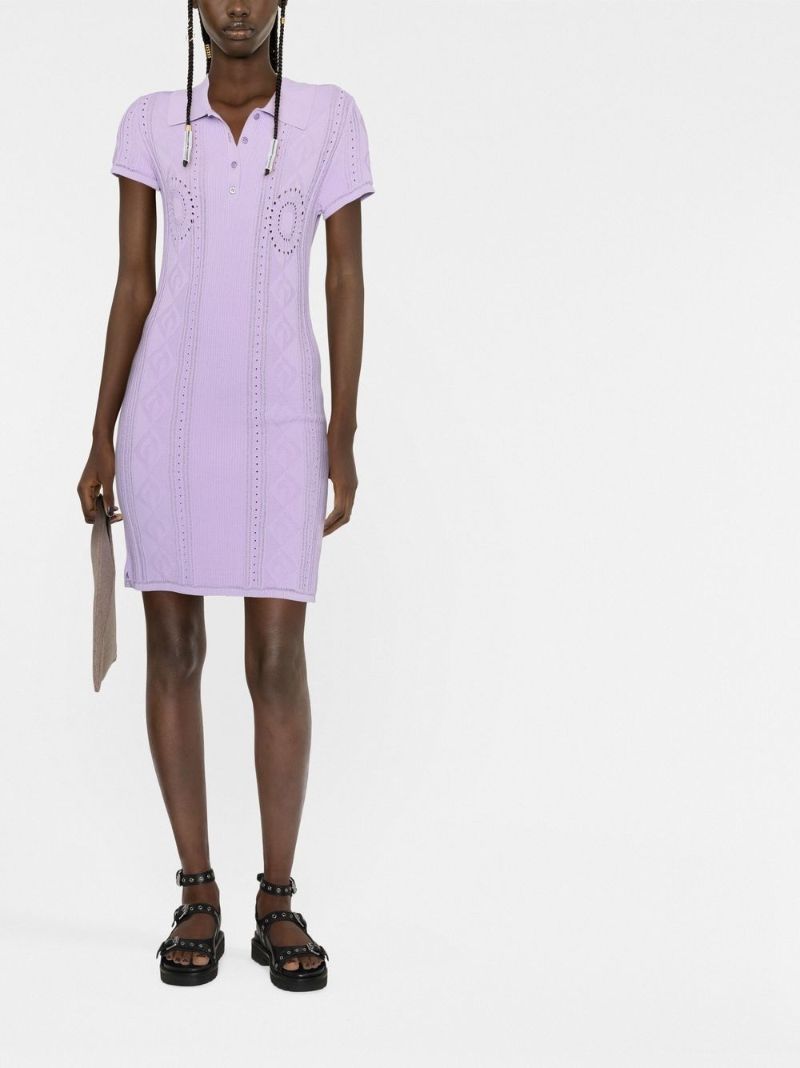 Purple Pointelle-knit Tennis Dress