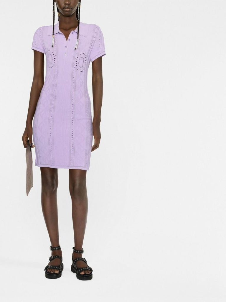 Purple Pointelle-knit Tennis Dress