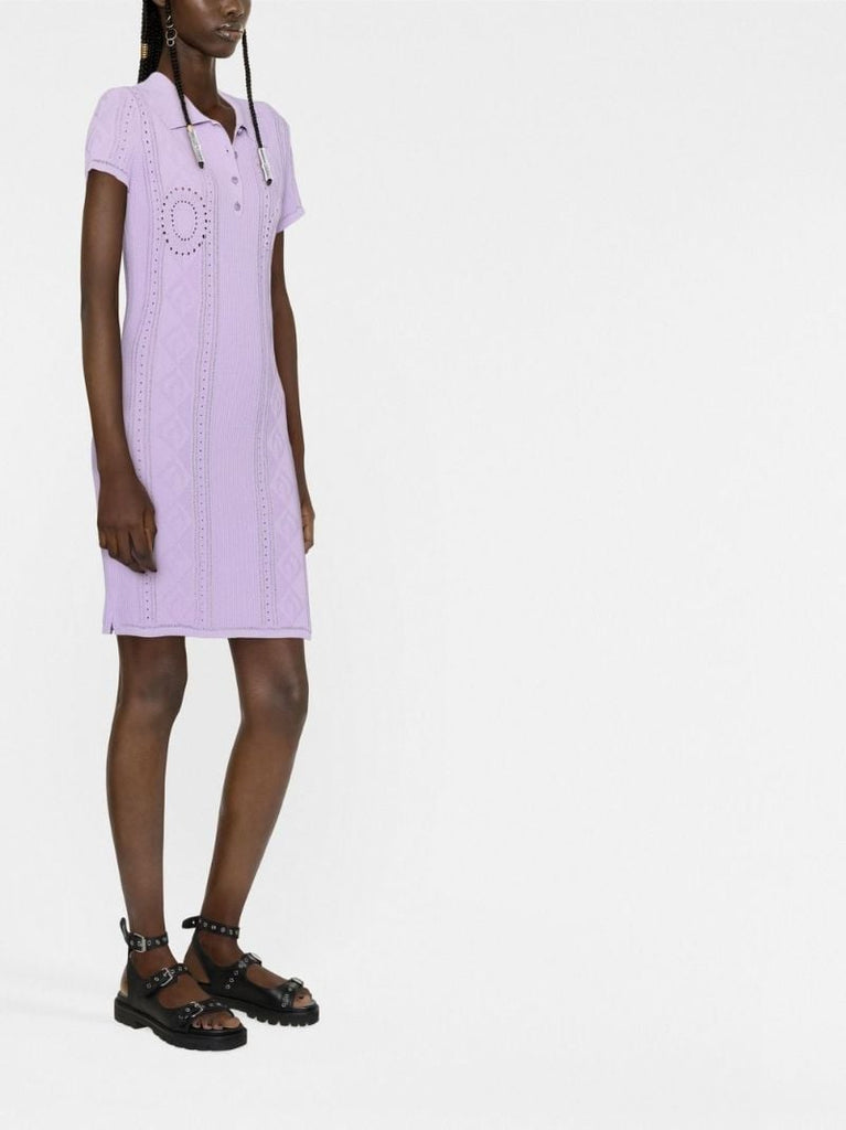 Purple Pointelle-knit Tennis Dress