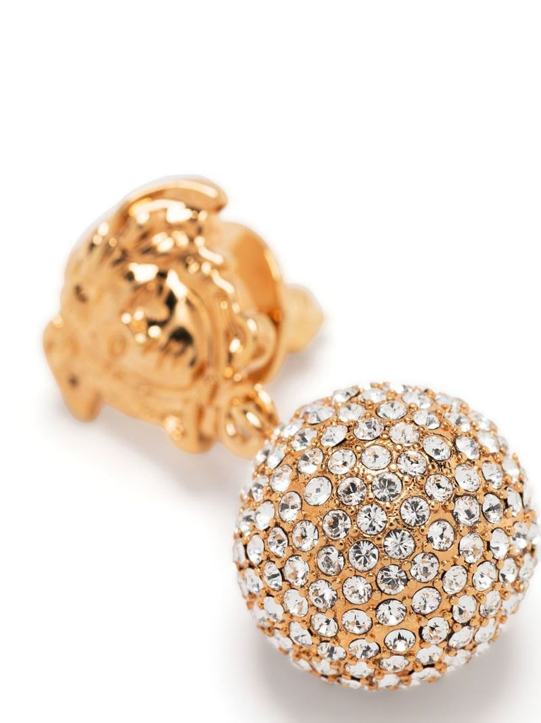 Gold-tone Medusa Crystal-embellished Drop Earrings