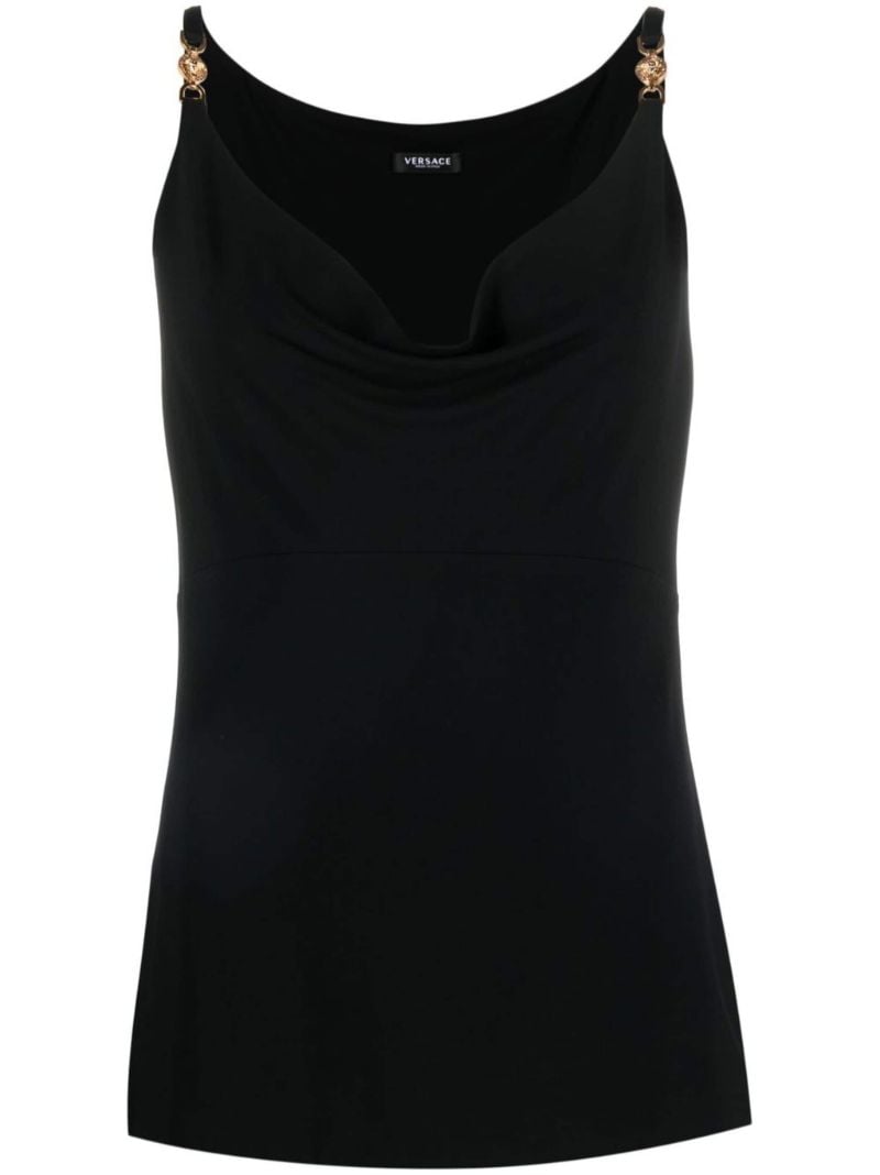 Black Medusa Cowl Neck Tank Top
