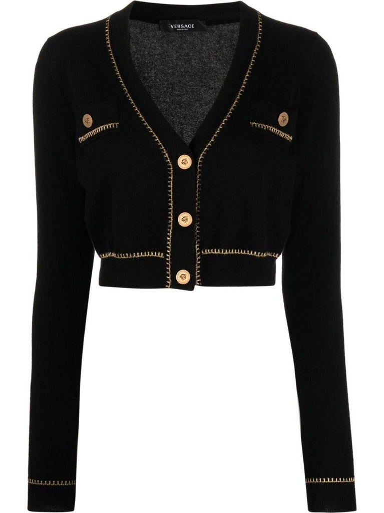 Black Medusa Cropped Cashmere Cardigan