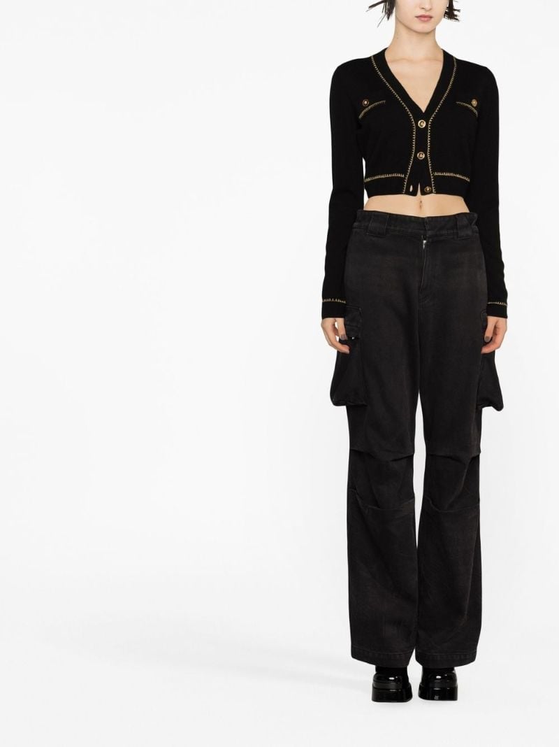 Black Medusa Cropped Cashmere Cardigan
