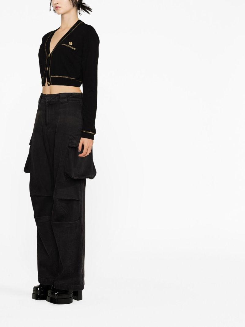 Black Medusa Cropped Cashmere Cardigan