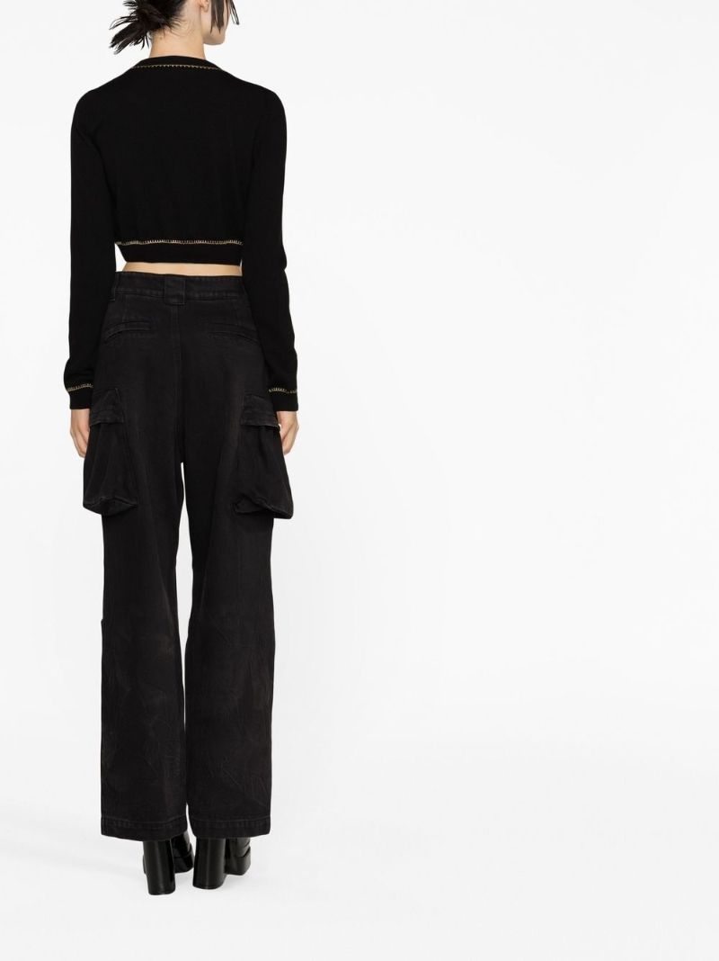 Black Medusa Cropped Cashmere Cardigan