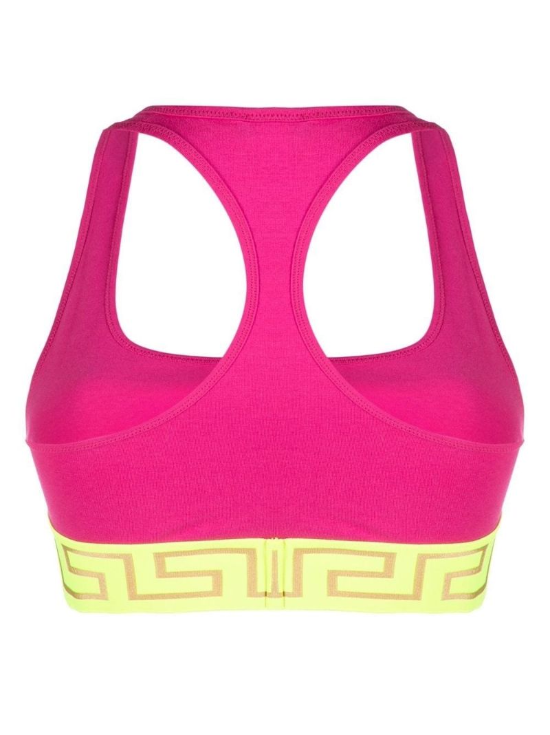 Pink Greca-jacquard Racerback Bra