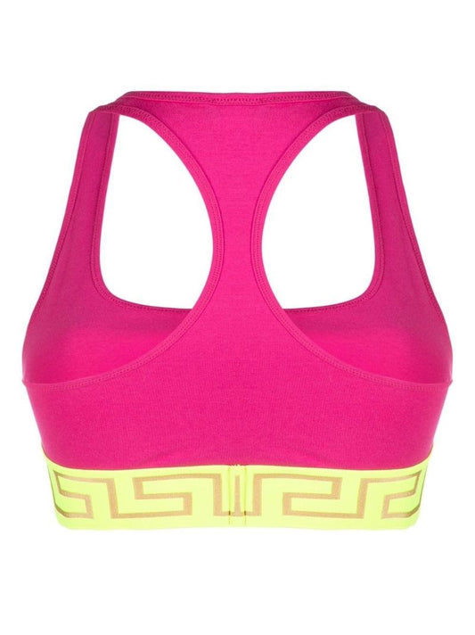 Pink Greca-jacquard Racerback Bra