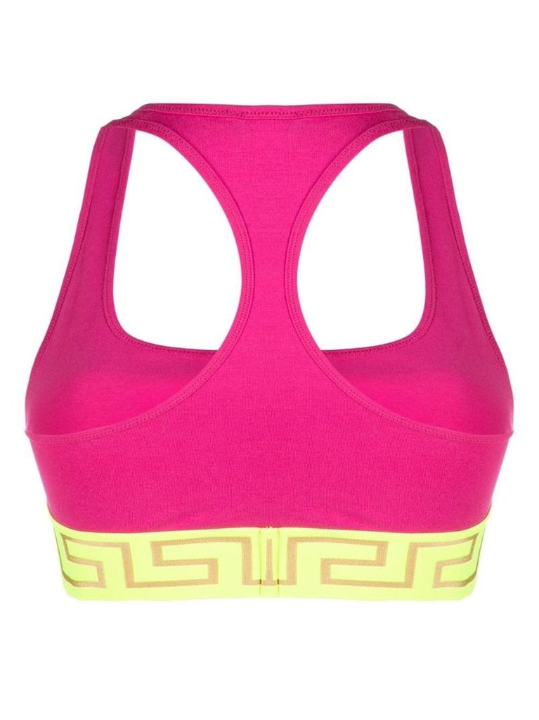Pink Greca-jacquard Racerback Bra