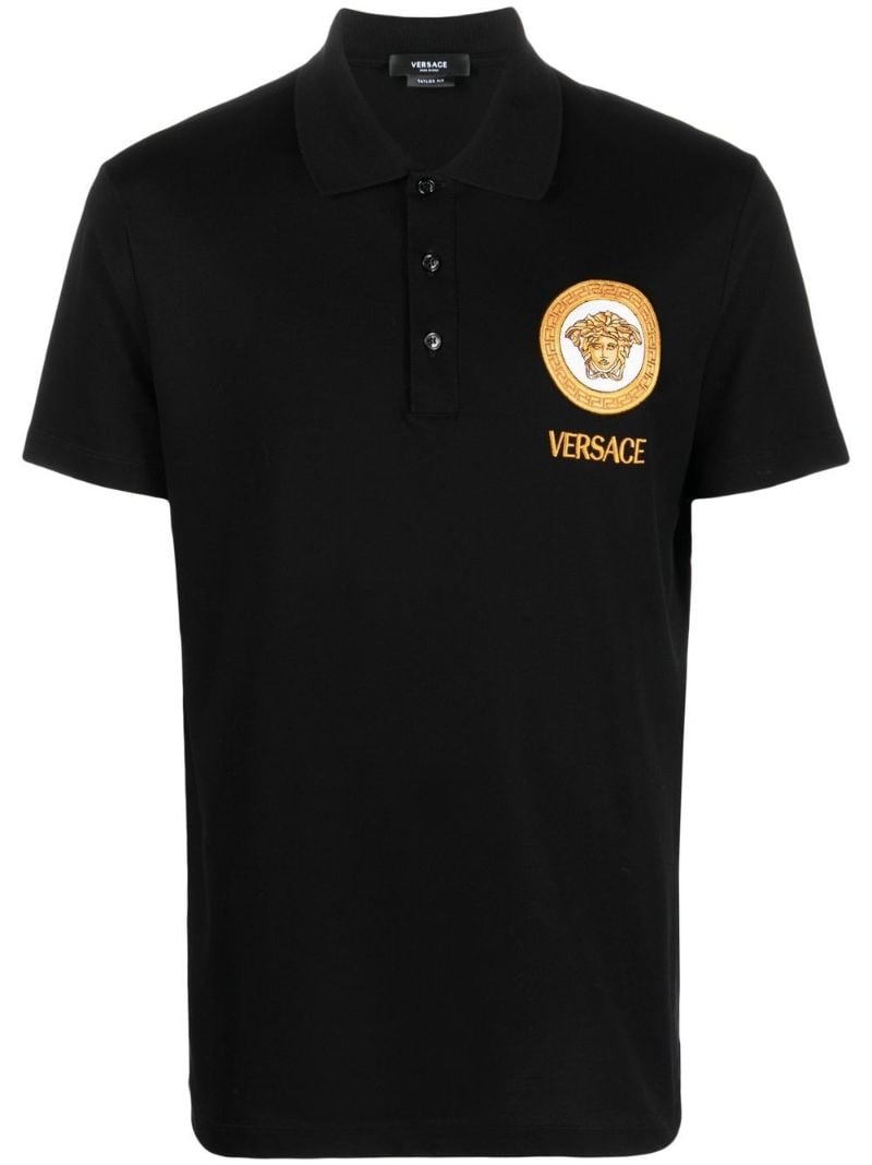Black Medusa Embroidered Polo Shirt