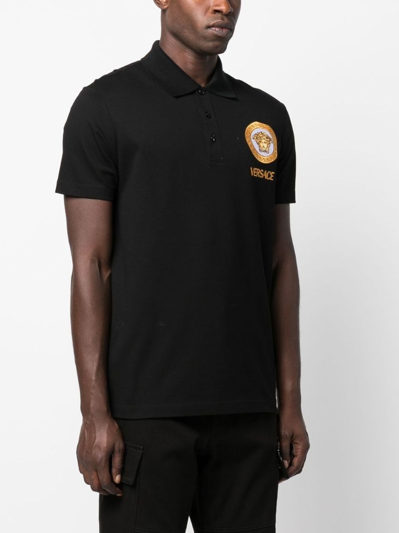 Black Medusa Embroidered Polo Shirt