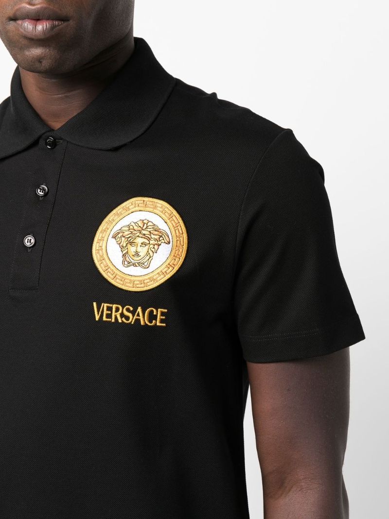 Black Medusa Embroidered Polo Shirt