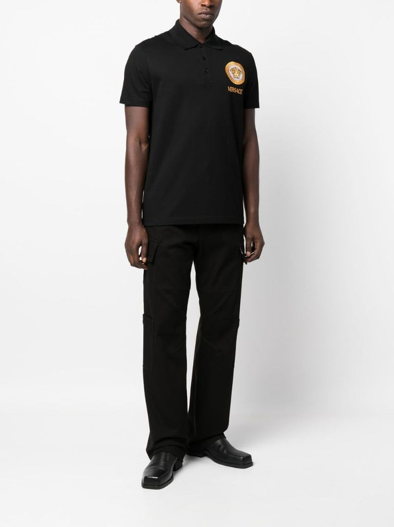 Black Medusa Embroidered Polo Shirt