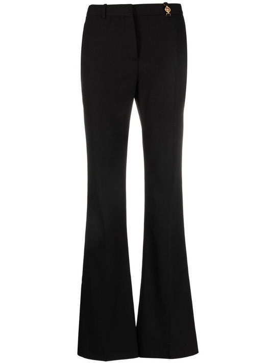 Black Flared Wool Trousers