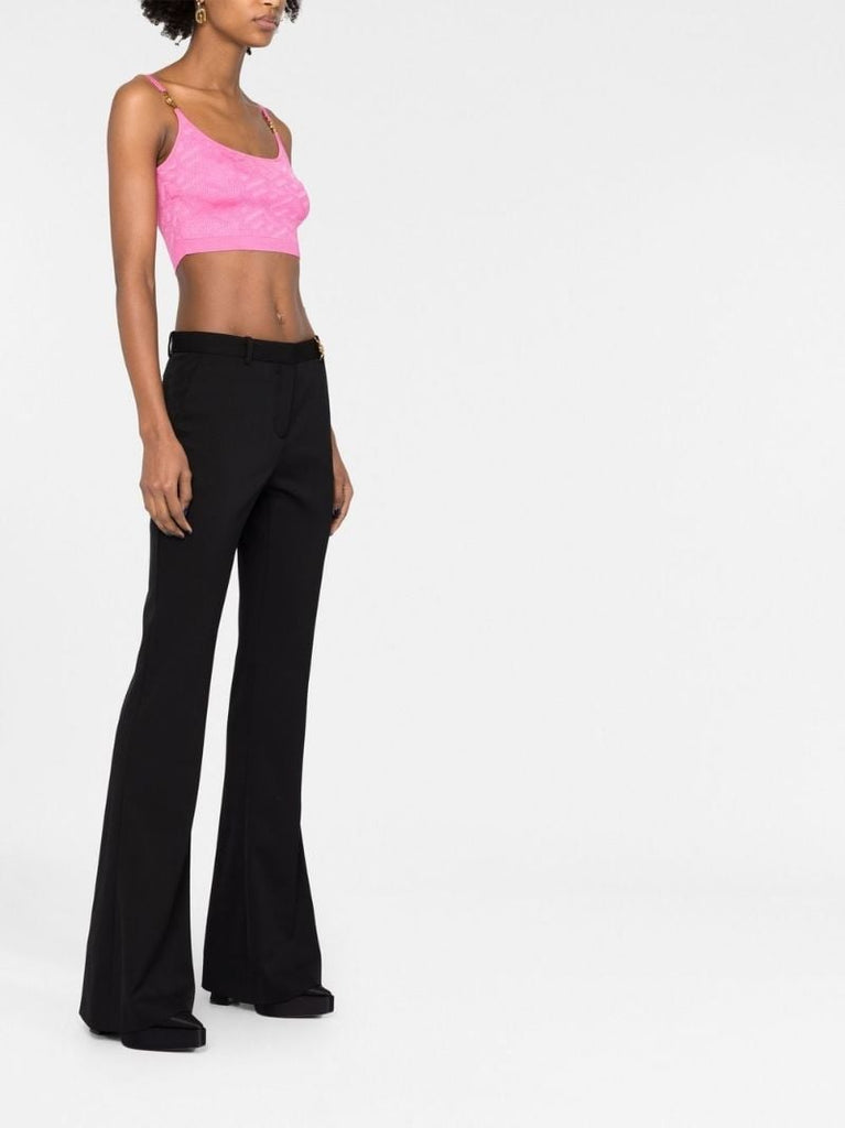 Black Flared Wool Trousers