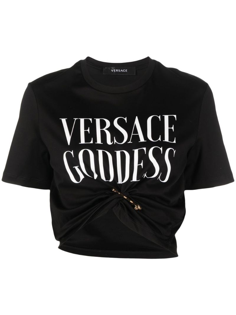 Black Safety Pin Cropped T-shirt