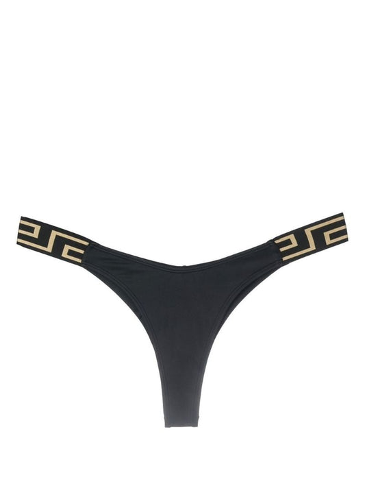 Black La Greca Thong Bikini Bottoms