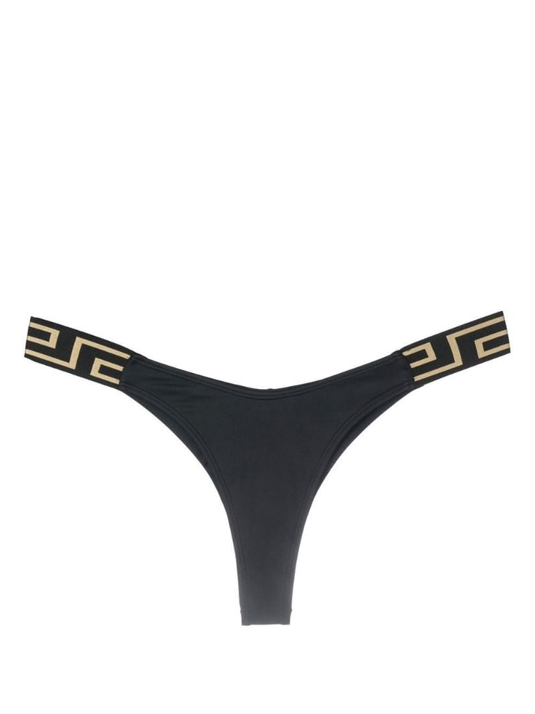 Black La Greca Thong Bikini Bottoms