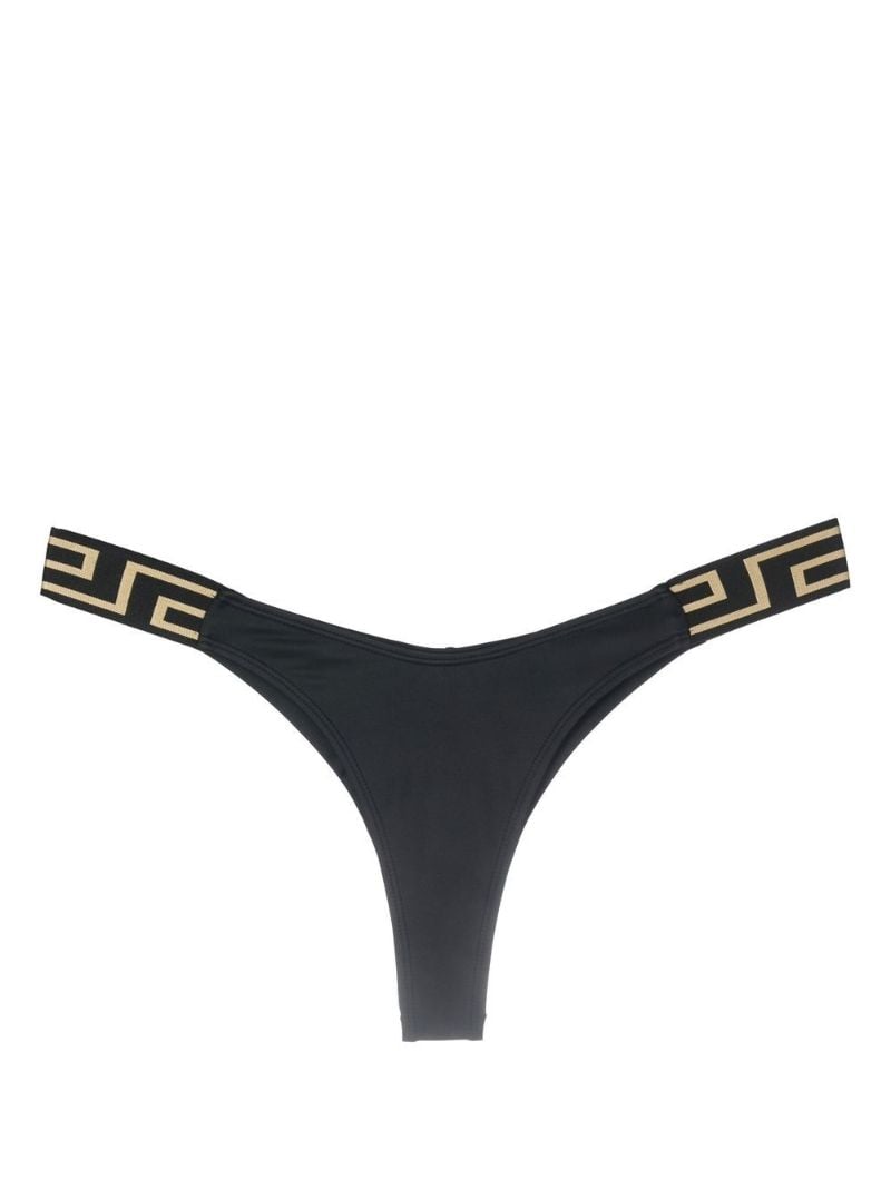 Black La Greca Thong Bikini Bottoms
