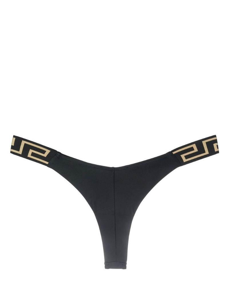 Black La Greca Thong Bikini Bottoms