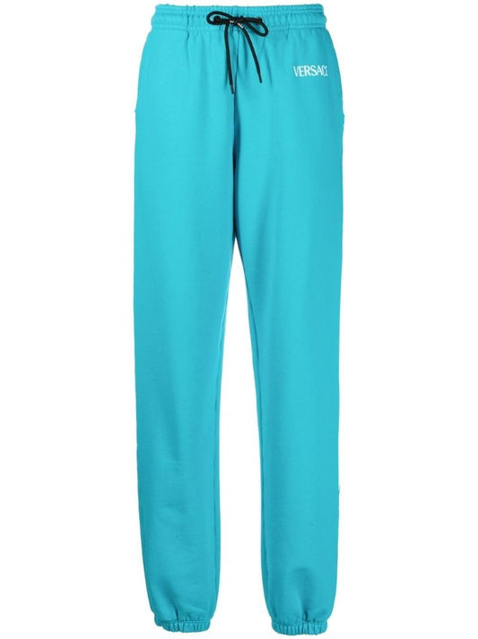 Blue Logo Print Track Pants