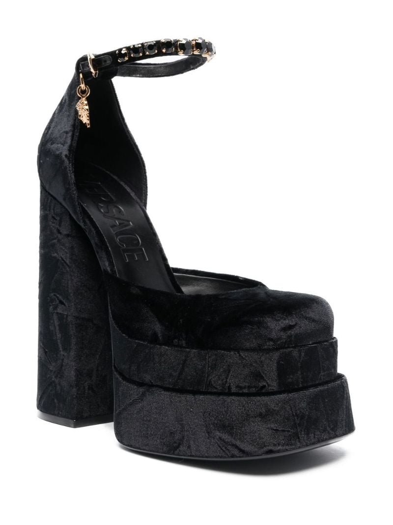 Black Medusa Aevitas 155 Velvet Platform Pumps