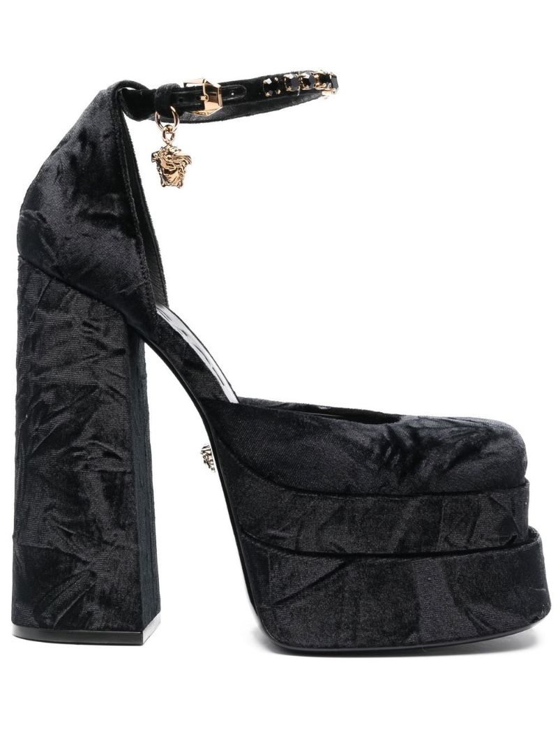 Black Medusa Aevitas 155 Velvet Platform Pumps
