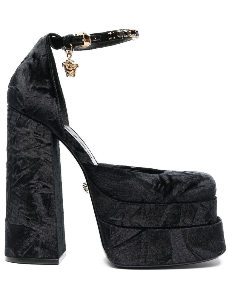 Black Medusa Aevitas 155 Velvet Platform Pumps