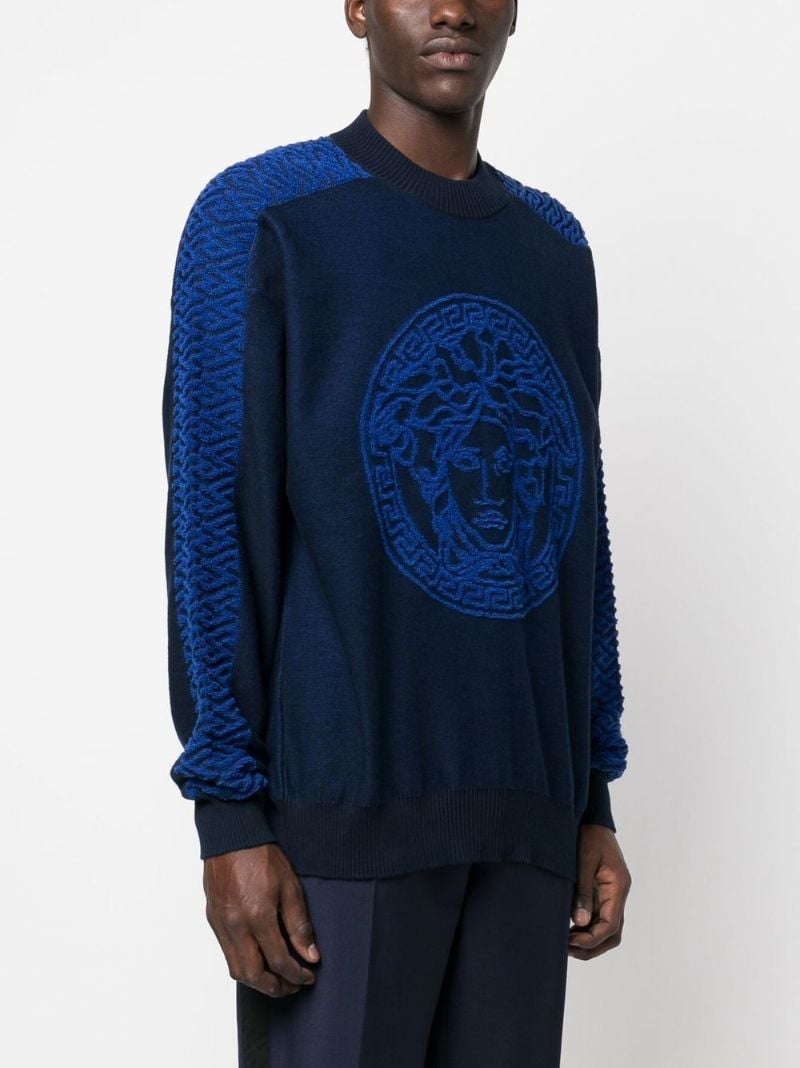 Blue La Greca Medusa Terry Sweater