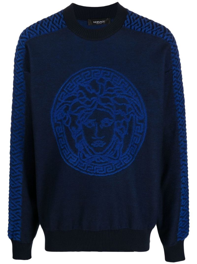 Blue La Greca Medusa Terry Sweater