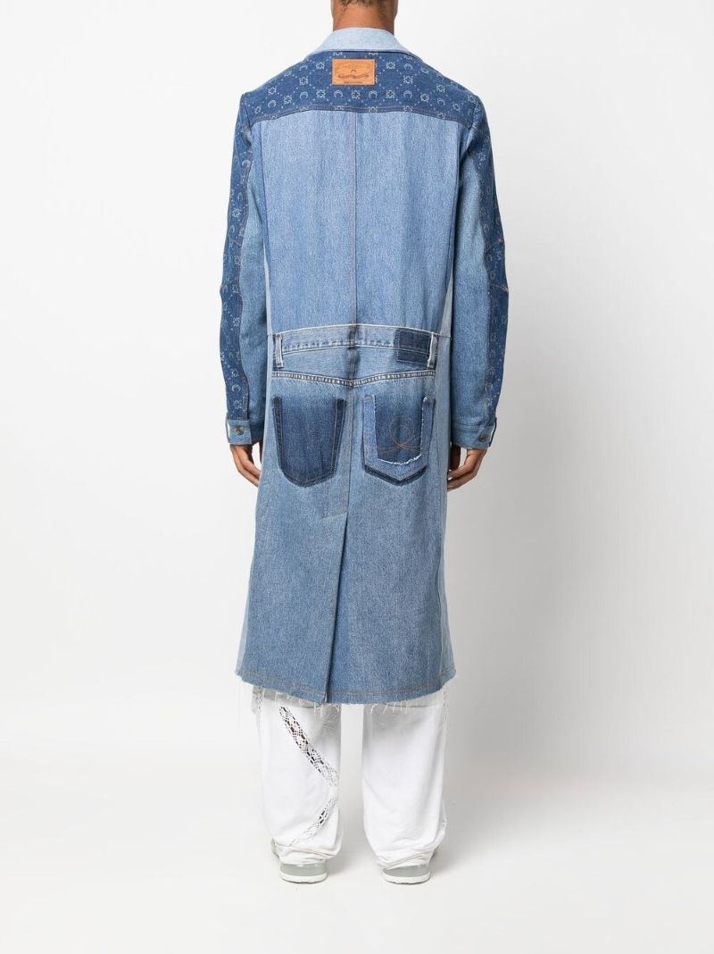 Blue Patchwork Denim Coat