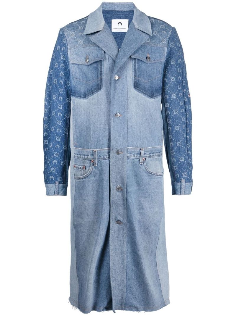 Blue Patchwork Denim Coat