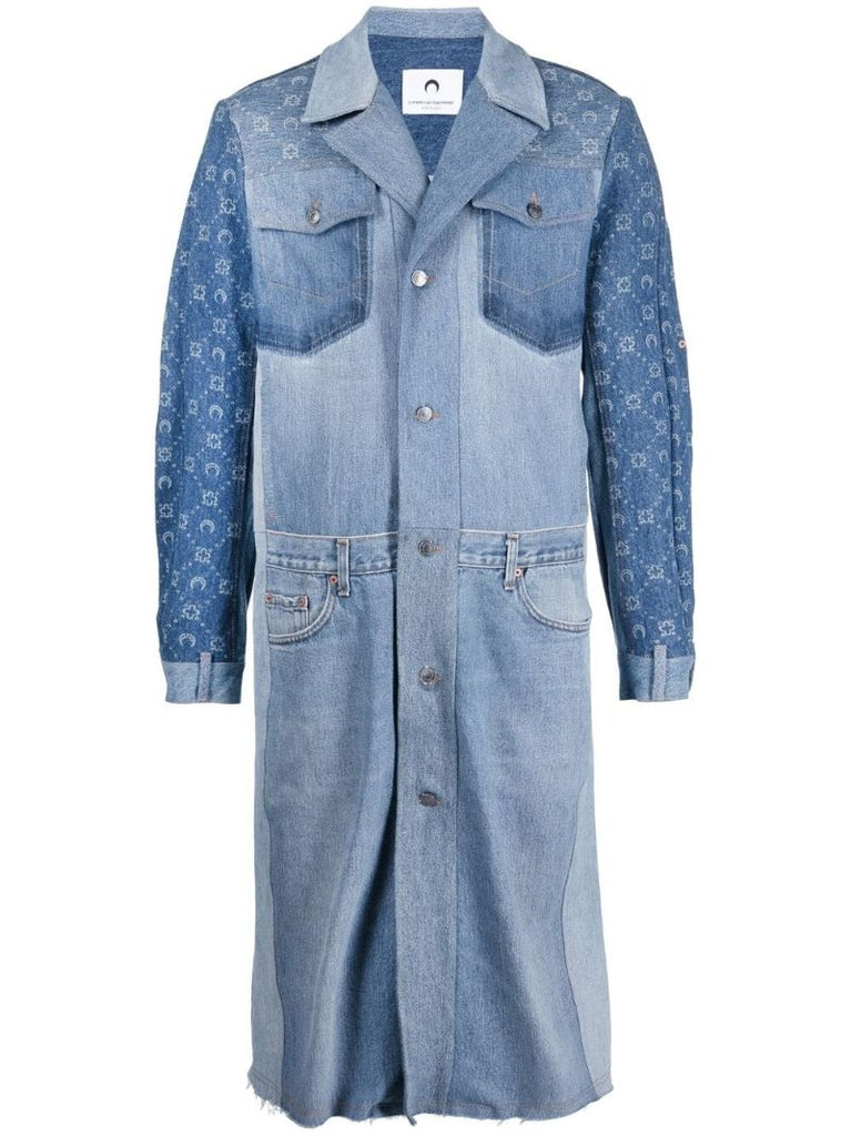 Blue Patchwork Denim Coat