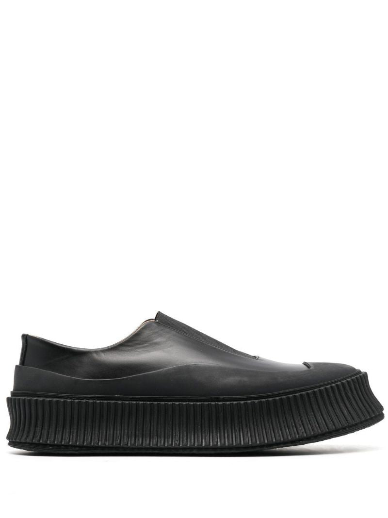 Black Leather Slip-on Sneakers