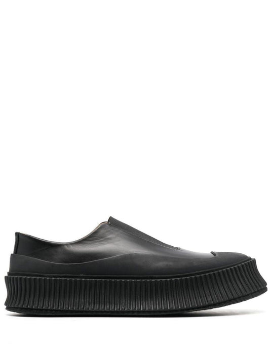 Black Leather Slip-on Sneakers