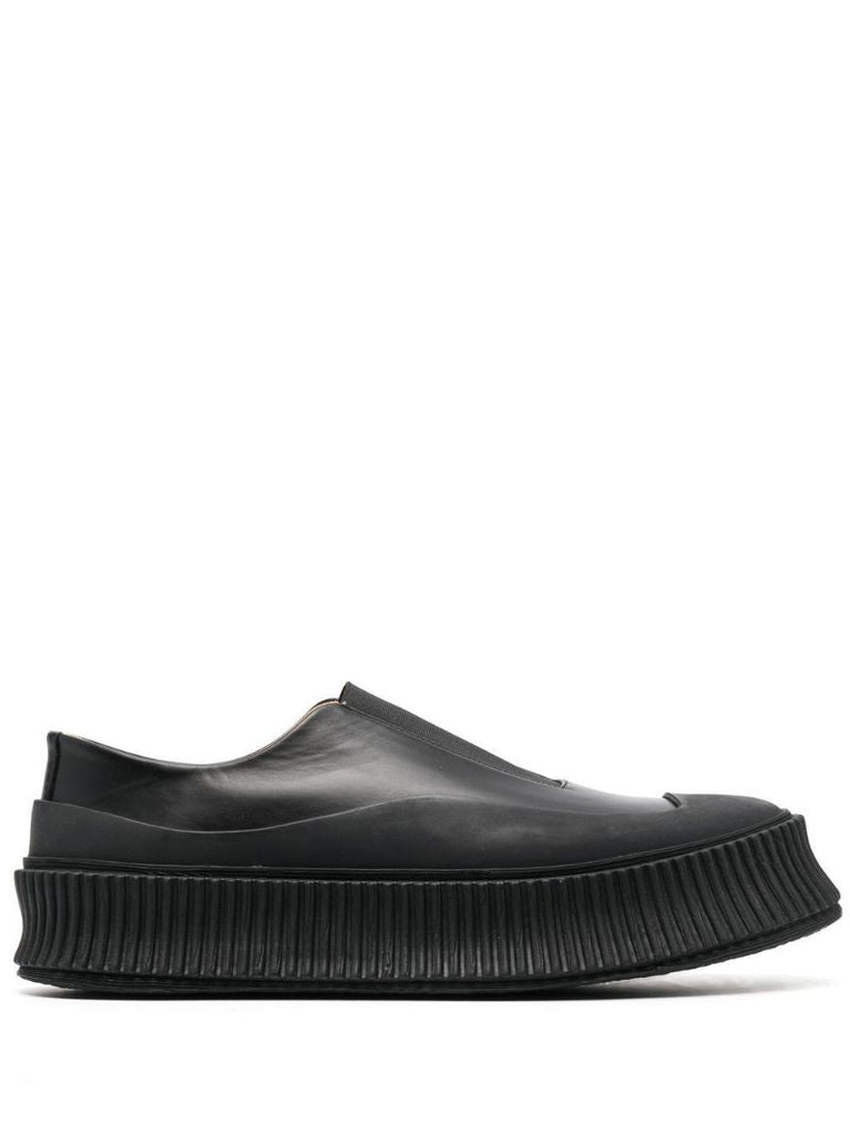 Black Leather Slip-on Sneakers