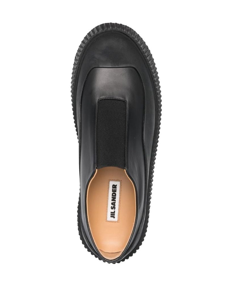 Black Leather Slip-on Sneakers