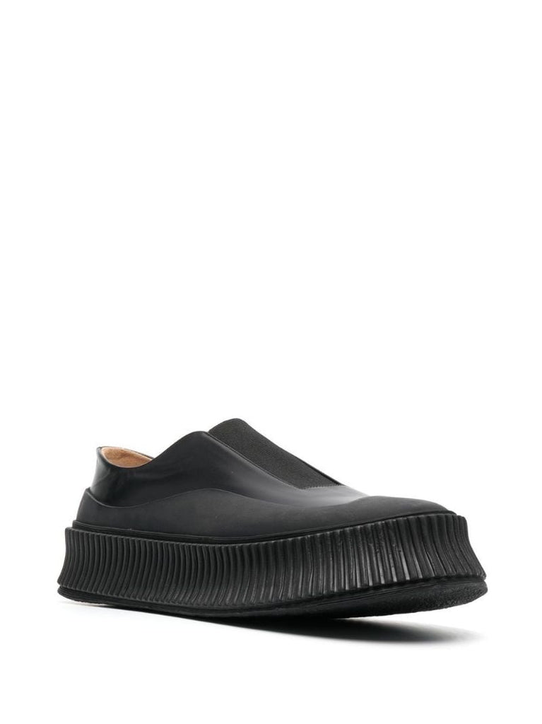 Black Leather Slip-on Sneakers