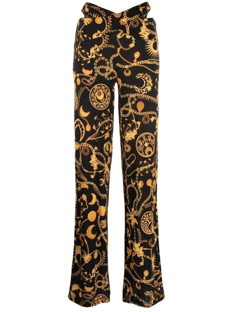 Black Ornament Jewellery Print Trousers