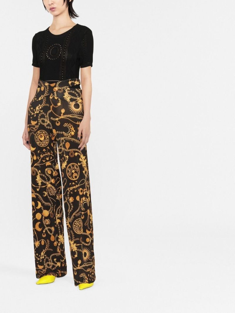 Black Ornament Jewellery Print Trousers