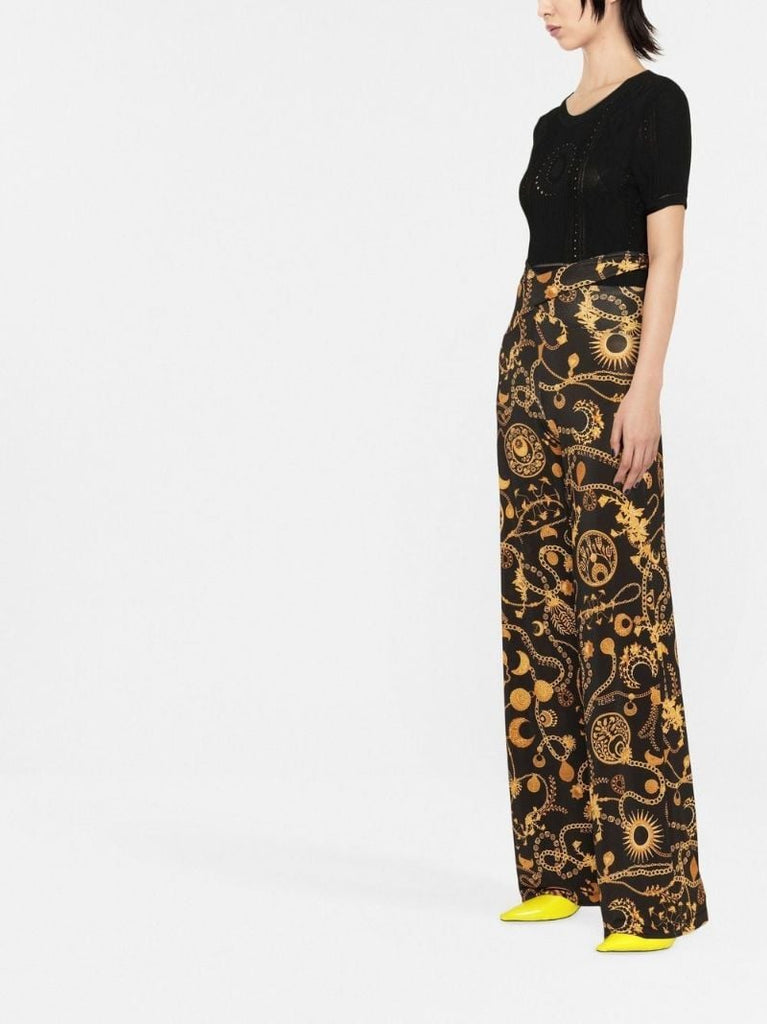 Black Ornament Jewellery Print Trousers