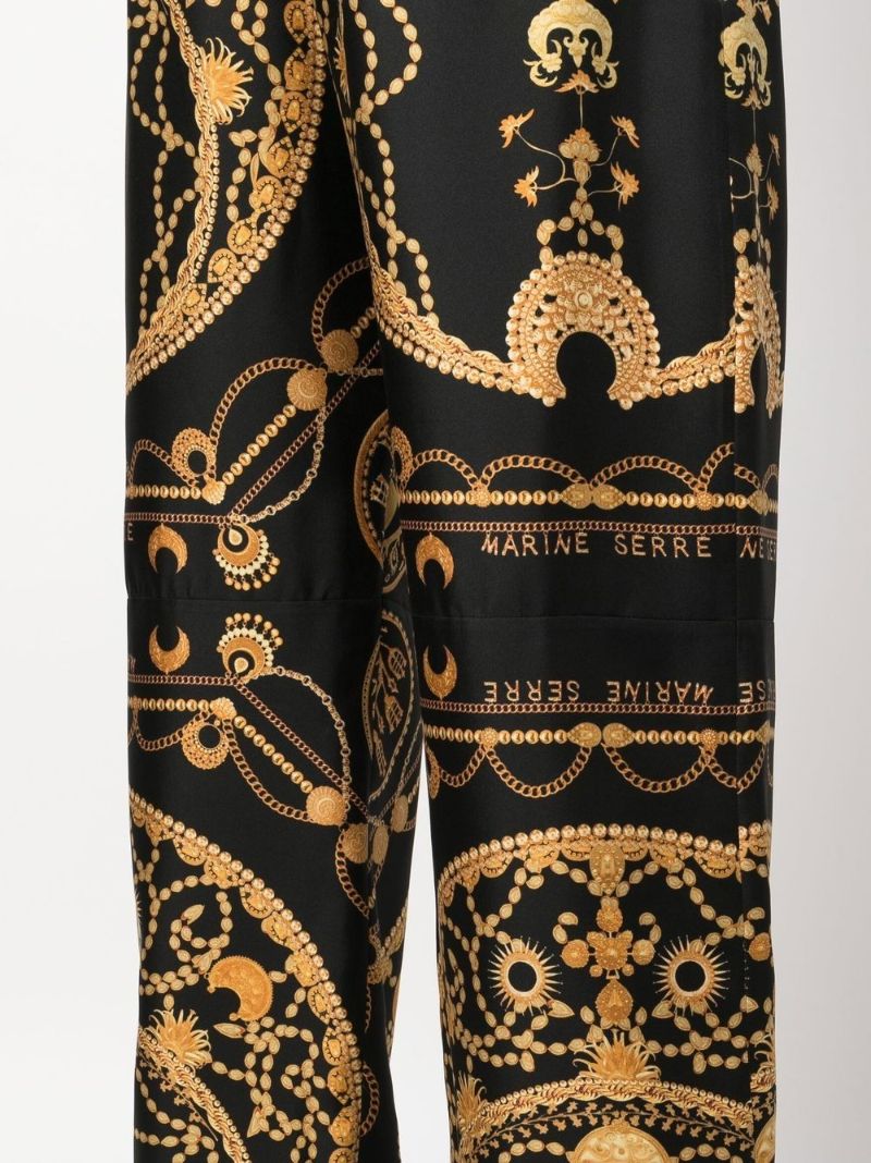 Black Ornament Jewellery Silk Pyjama Trousers