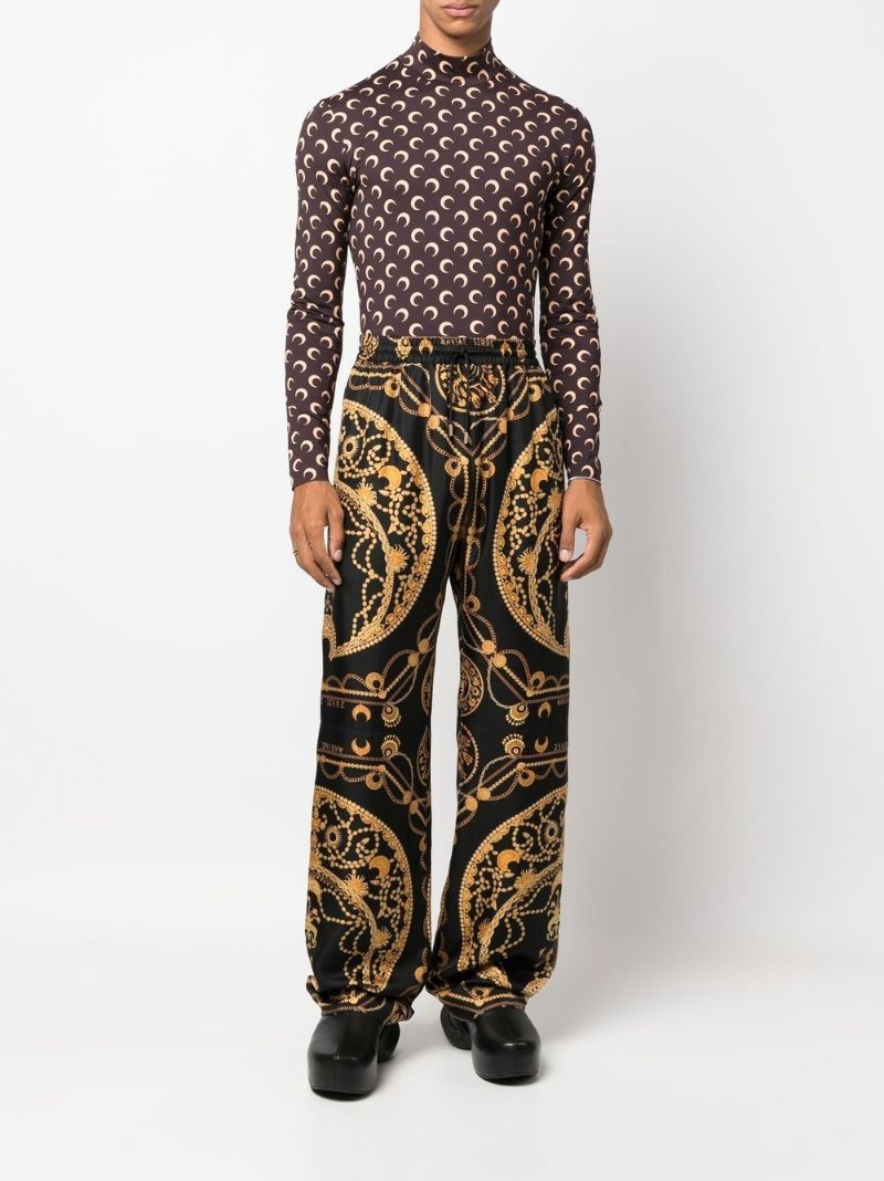 Black Ornament Jewellery Silk Pyjama Trousers